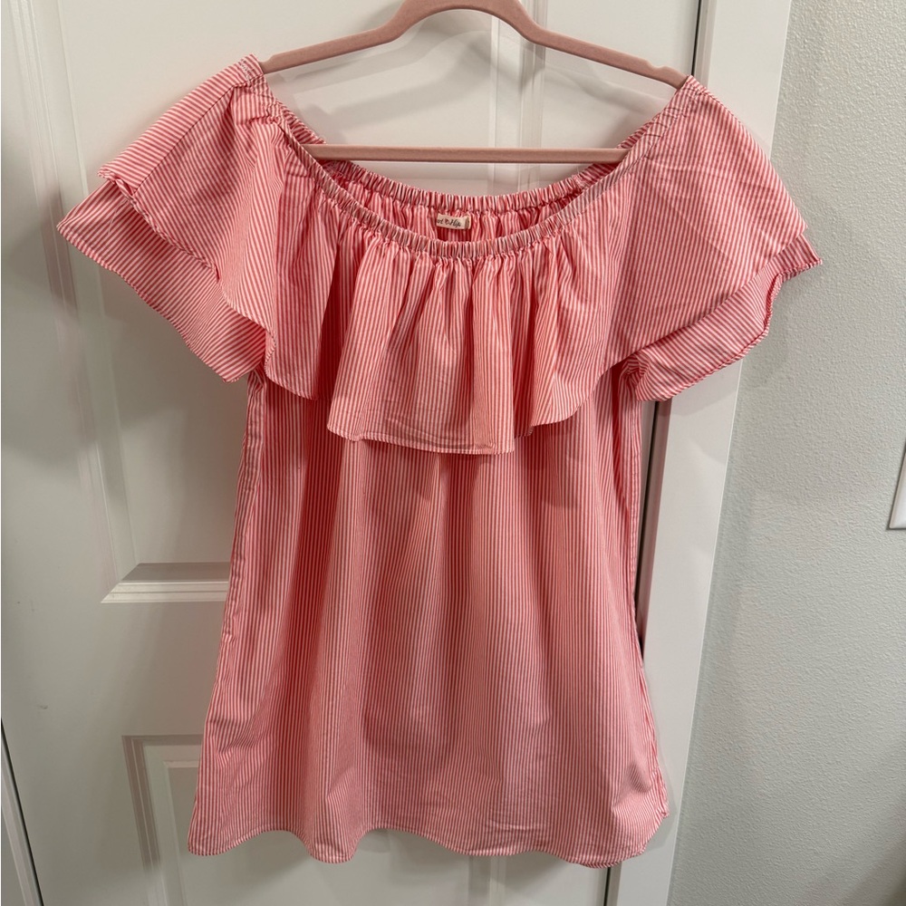 Heart and Hips pink stripe top - size L